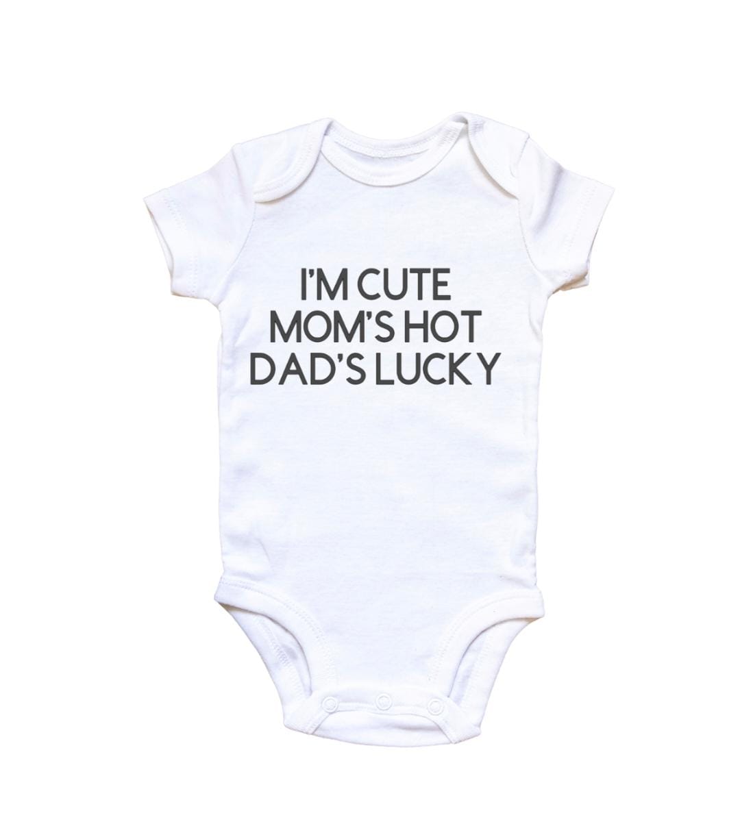 Short sleeve Baby vest - "I'M CUTE, MOMS HOT, DAD'S LUCKY"