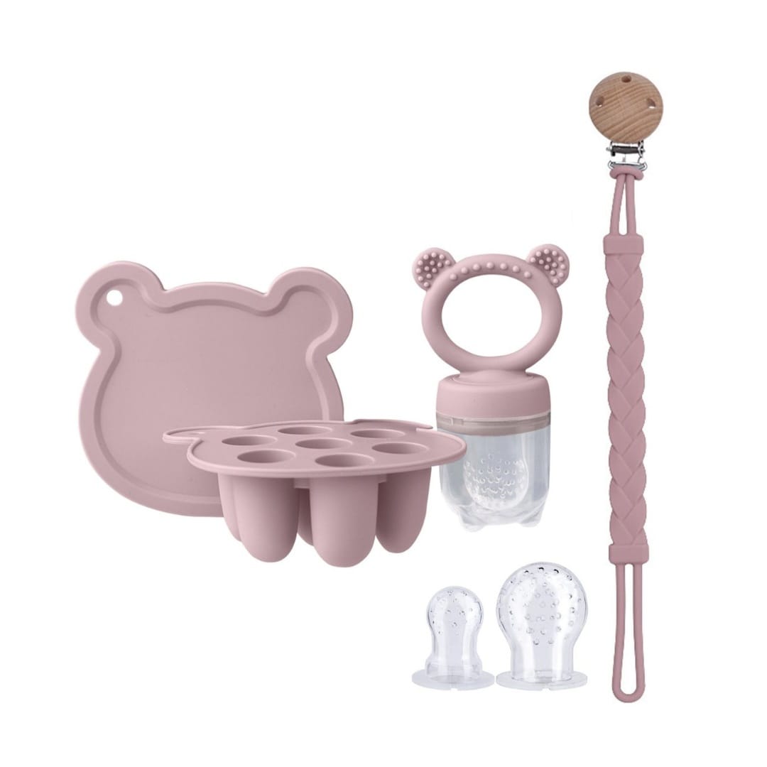 Baby Feeding & Teething Set - Silicone Food Feeder with Pacifier Clip