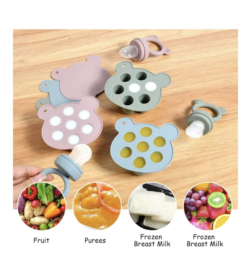 Baby Feeding & Teething Set - Silicone Food Feeder with Pacifier Clip