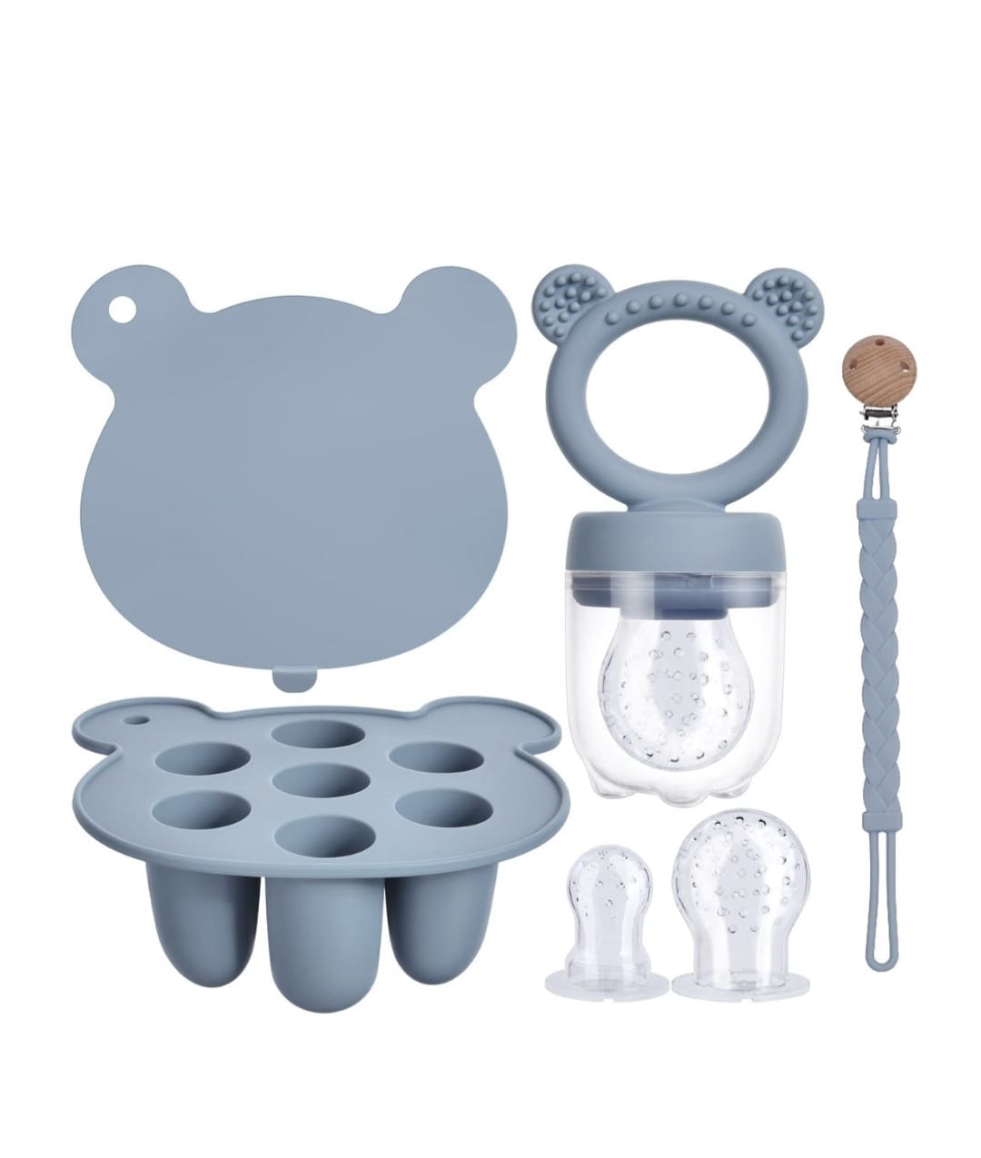 Baby Feeding & Teething Set - Silicone Food Feeder with Pacifier Clip