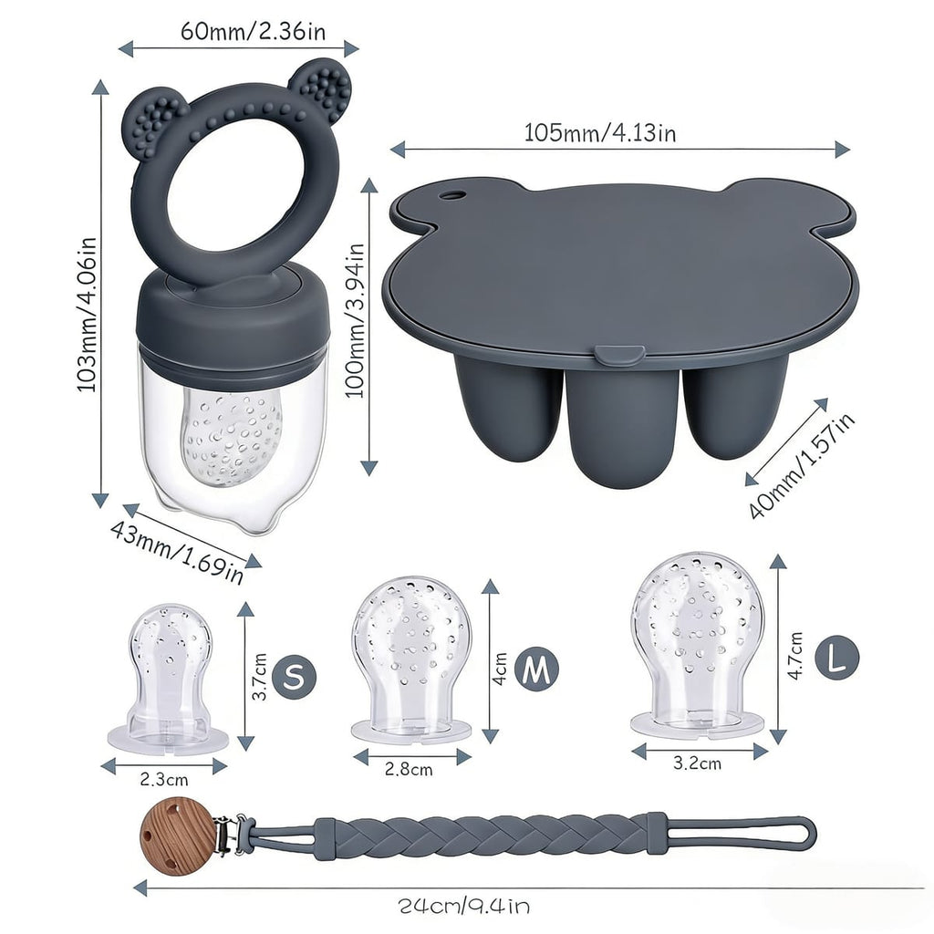 Baby Feeding & Teething Set - Silicone Food Feeder with Pacifier Clip