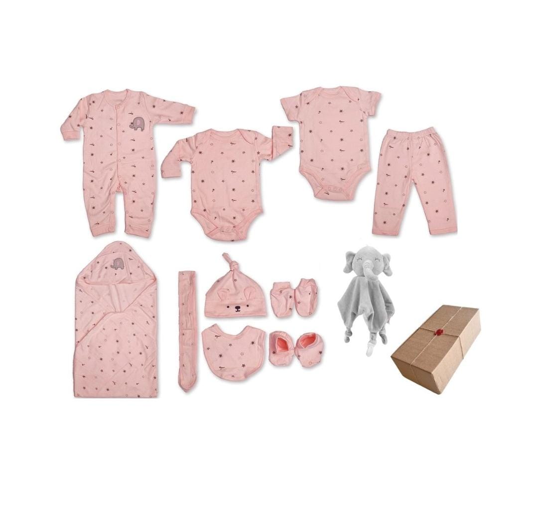 10 Piece Newborn Baby Clothing and Comforter Blankie Baby Shower SET PINK