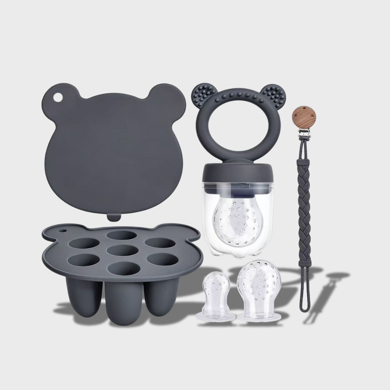 Baby Feeding & Teething Set - Silicone Food Feeder with Pacifier Clip